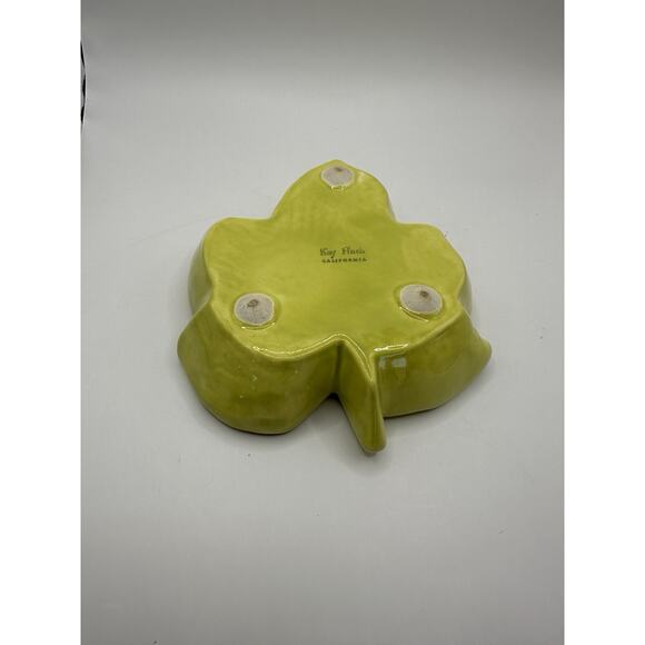 Kay Finch Mid Century Ceramic Green Leaf Shaped Dish CA Made 1935-1963 - Picture 5 of 8